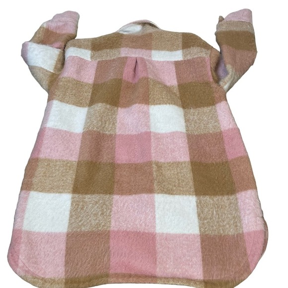 Old Navy Checkered Coat wool Shacket jacket plaid pink/brown pockets SZ L - Picture 11 of 11